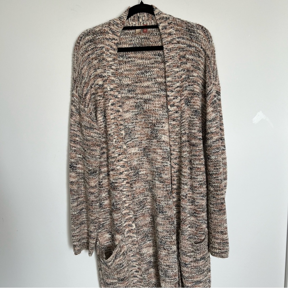 Cream and Gray Knit Sweater Cardigan Size M - Picture 7 of 11